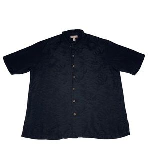 Jamaica Bay black floral print button up shirt